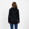 100% Merino Zip up hooded jacket with scooped hemBlack