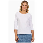 Boat neck 3/4 sleeve top white