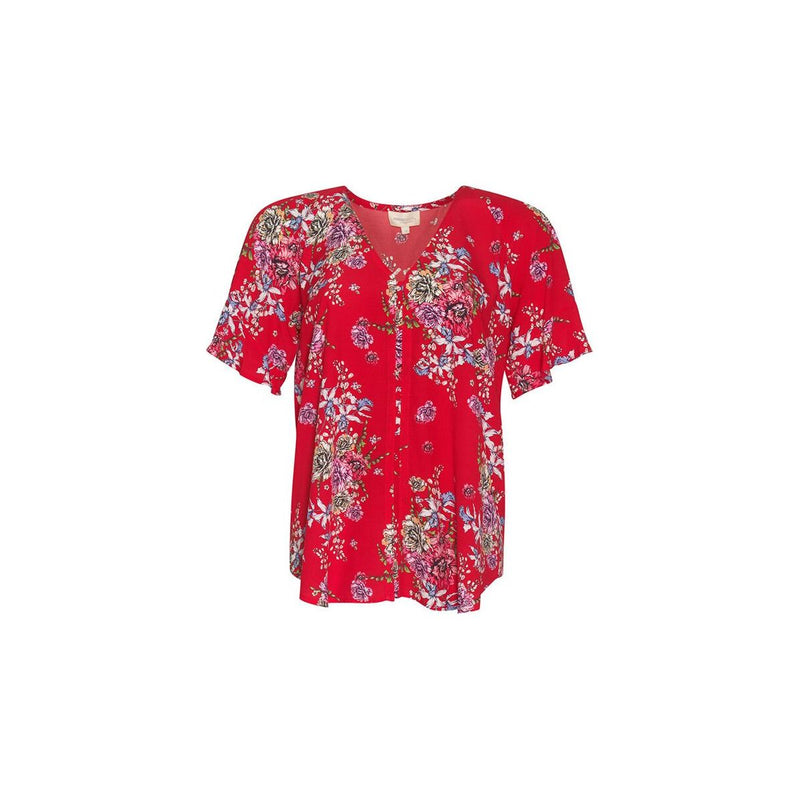 Garden party top red multi