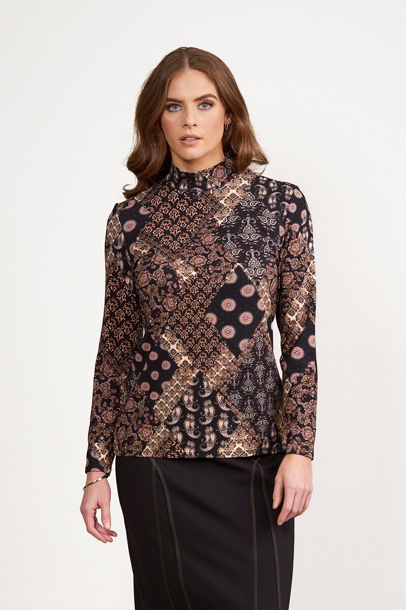 Long sleeve top with high neck Rhapsoday