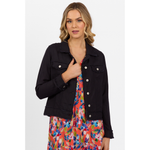 Linen jacket with  frayed seams Navy