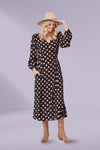 Sabrina dress latte polkadot