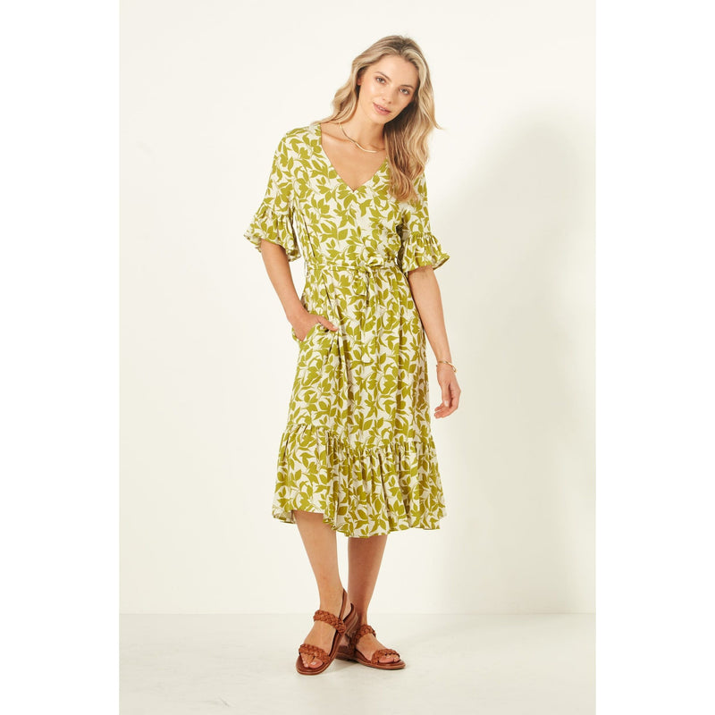 Carmen dress Lime print