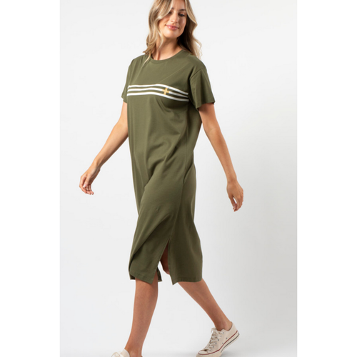 Maxie Tee dress Khaki white