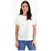 drop sleeve top with steep hem white