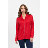 100% Merino Zip up hooded jacket with scooped hem Scarlet