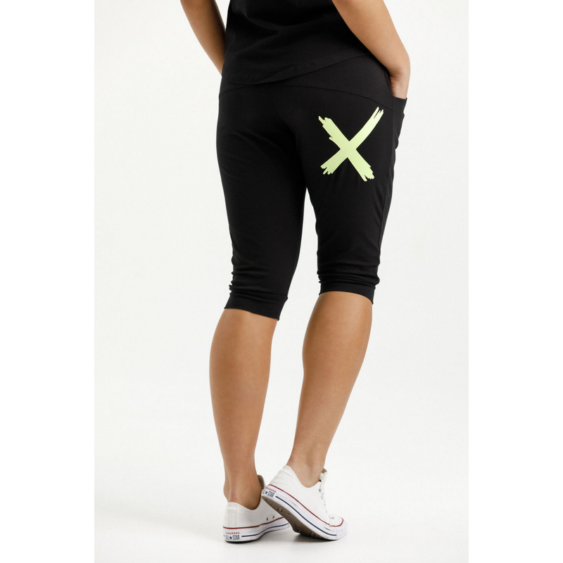 3/4 Apartment pants black/Lime X