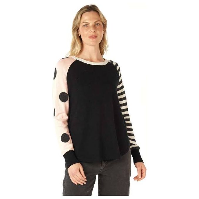 Spot + Stripe Crew black