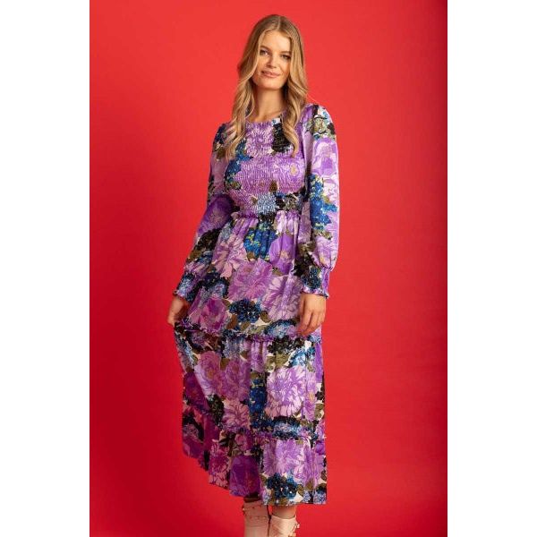 Isabel dress purple floral (Last one Med)