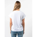 Embroidered logo tee cuff sleeve tee