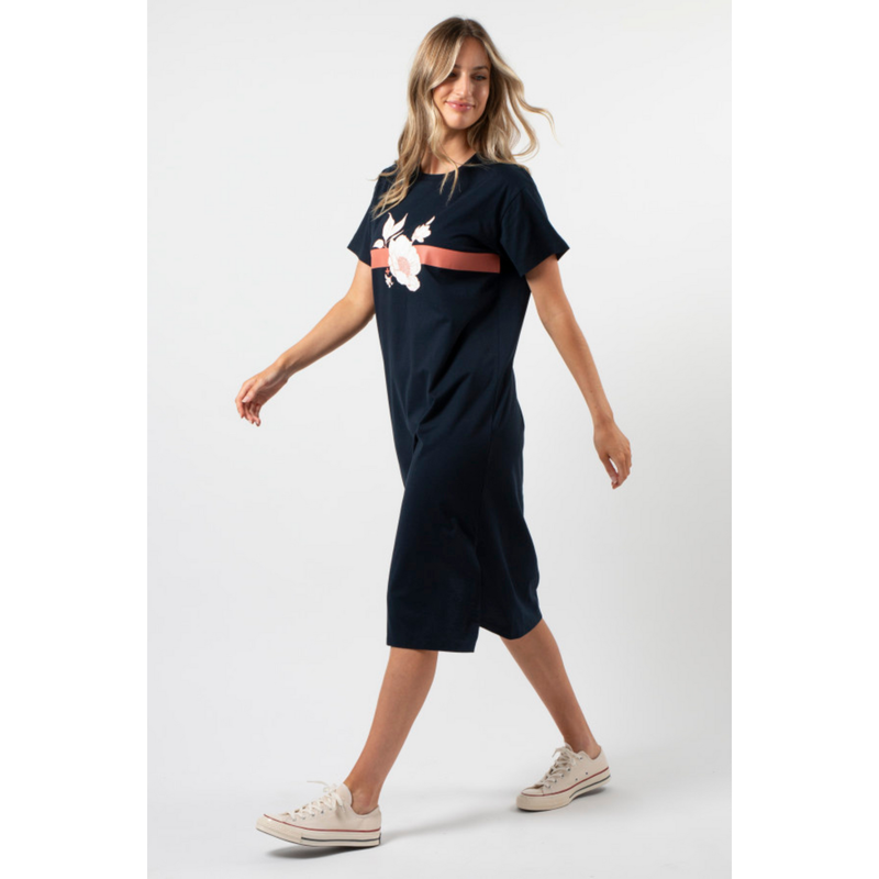 Tee shirt dress navy floral