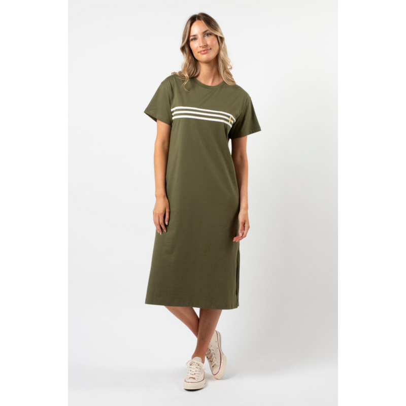 Maxie Tee dress Khaki white