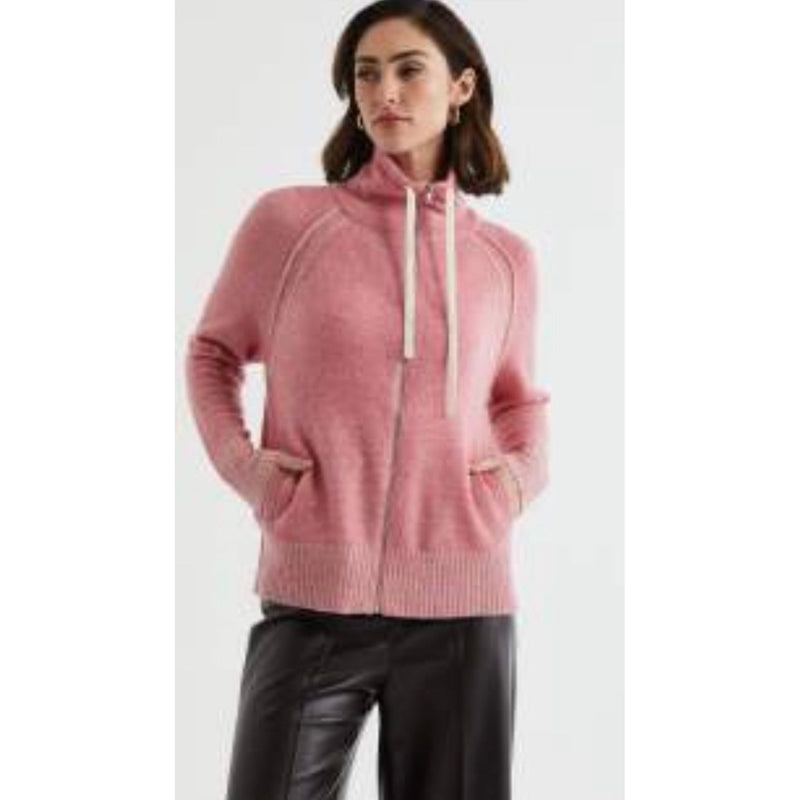 Two Tone zip cardi blush