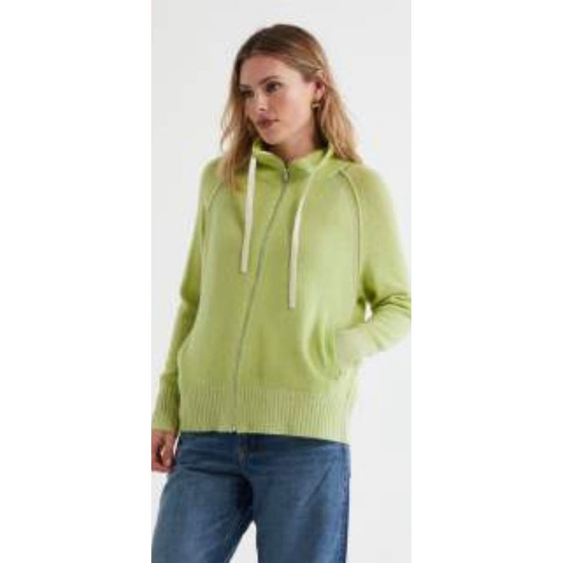 Two Tone Zip Cardi Avocado