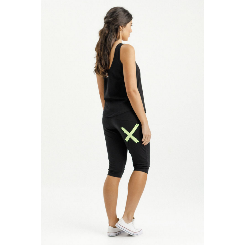 3/4 Apartment pants black/Lime X