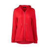 100% Merino Zip up hooded jacket with scooped hem Scarlet