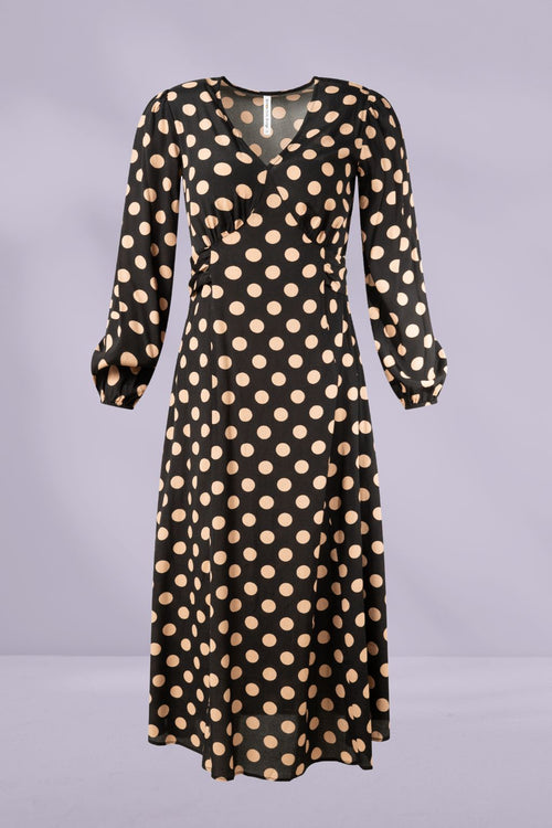 Sabrina dress latte polkadot