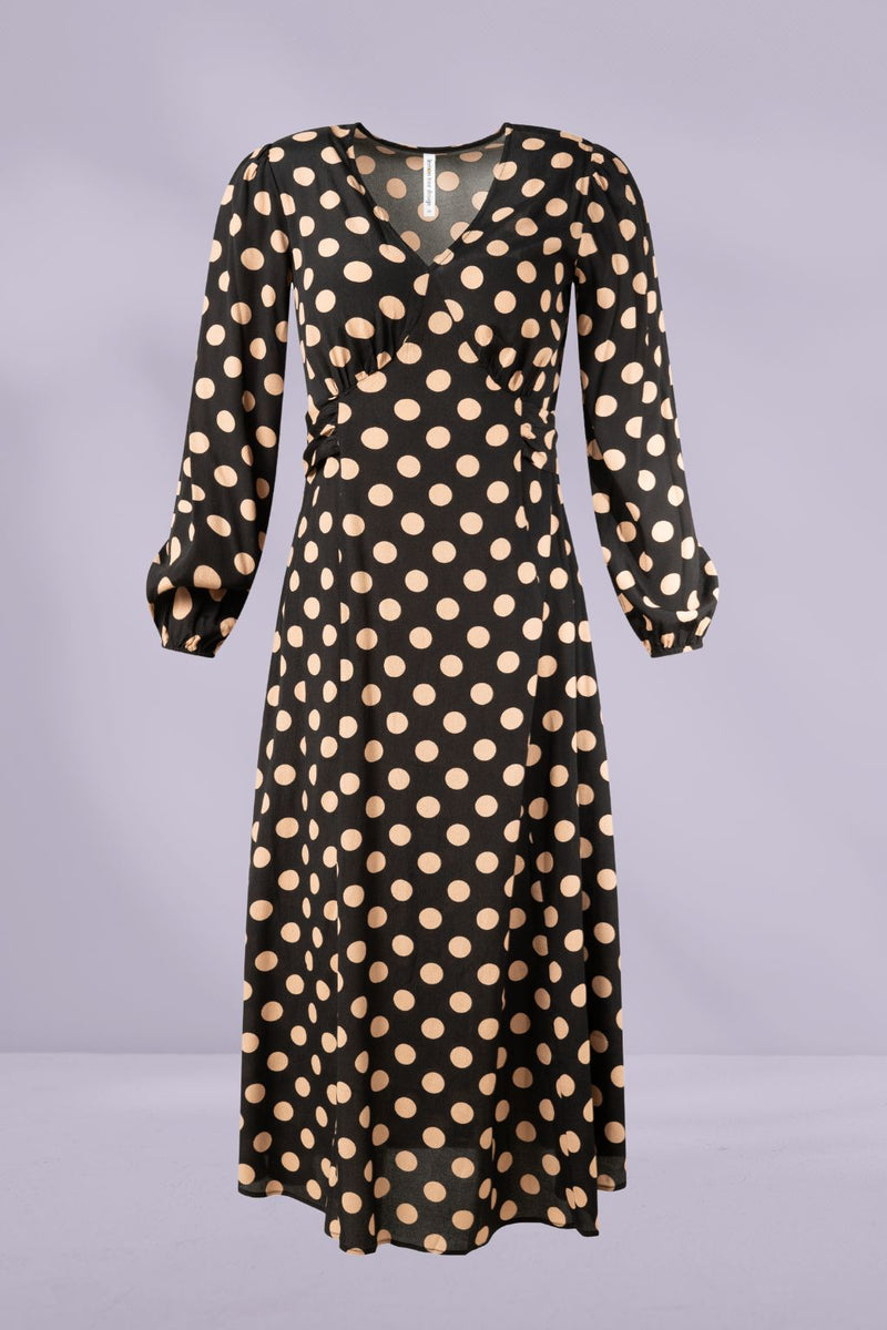 Sabrina dress latte polkadot