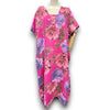 Hot pink bright bloom V Neck Maxi dress with buttons