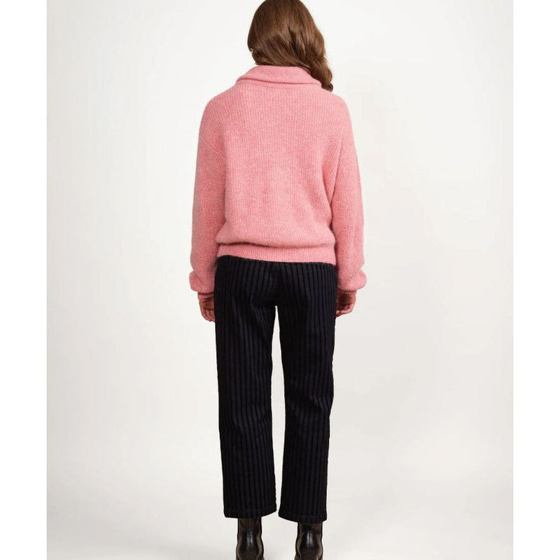 Relaxed half zip sweater Rose pink