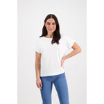 drop sleeve top with steep hem white