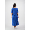 v neck short sleeve tiered dress cobalt - By Design Fashions