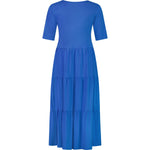 v neck short sleeve tiered dress cobalt - By Design Fashions