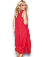 Red plain maxi dress